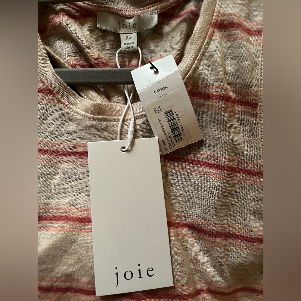 Joie Rayson 100% Linen Striped Racerback Tank NWT - Picture 3 of 4
